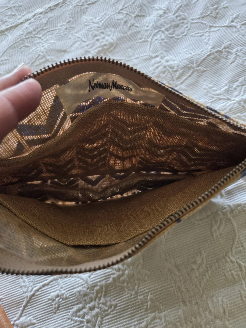 Neiman Marcus | Blue Chevron Tassel Cosmetic Pouch